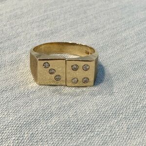 Lucky Dice 14k Solid Gold Ring with Diamonds!!